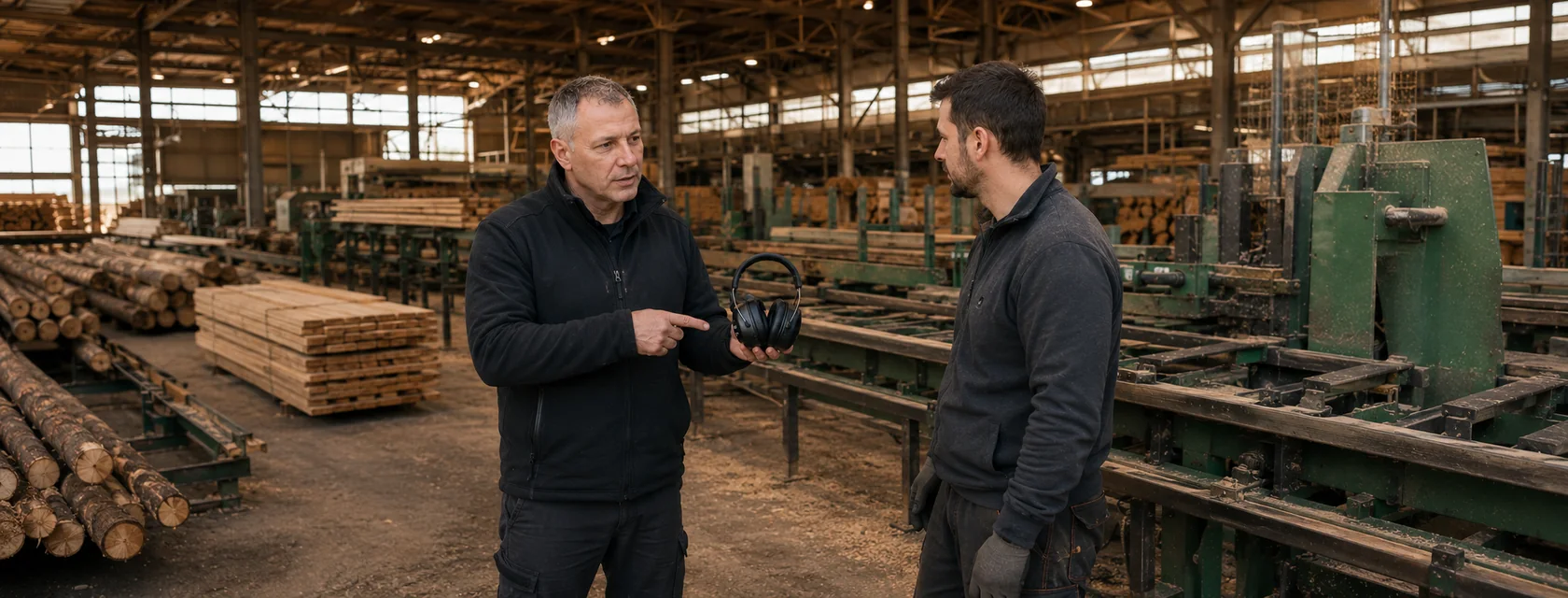 Instruktaż i nadzór BHP w zakładzie produkcyjnym — tartak