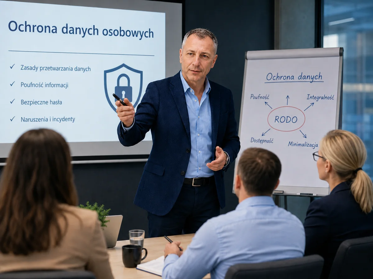 Szkolenie z ochrony danych osobowych prowadzone przez Tomasza Koptyrę